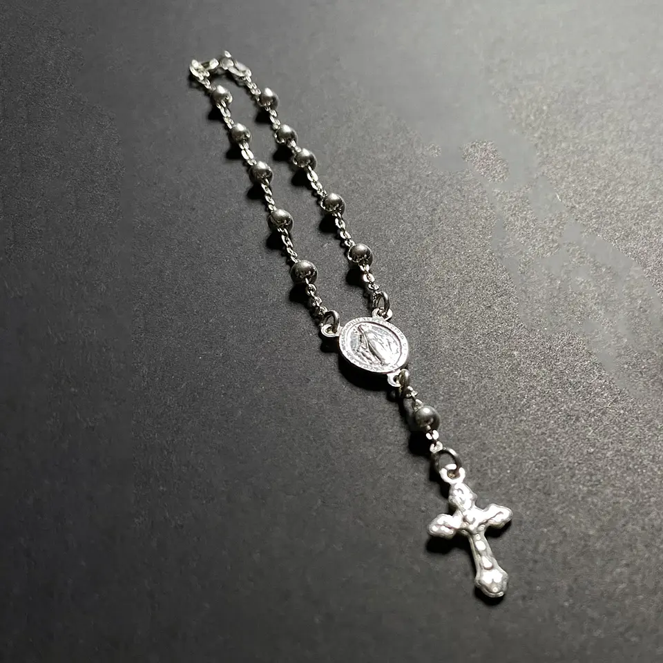 pulsera denario gruesa cruz deco | PLATA 2