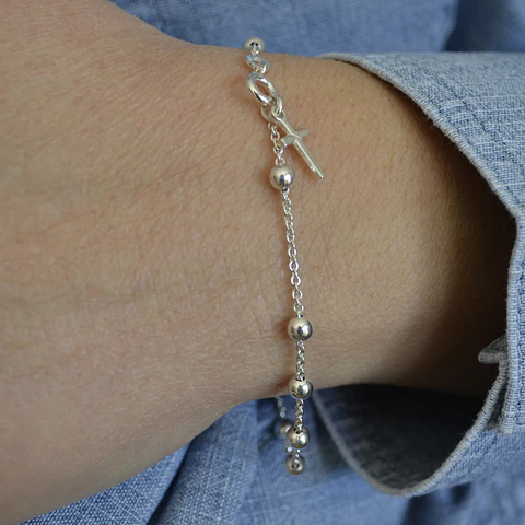 PULSERA DENARIO CRUZ CLASSIC | PLATA