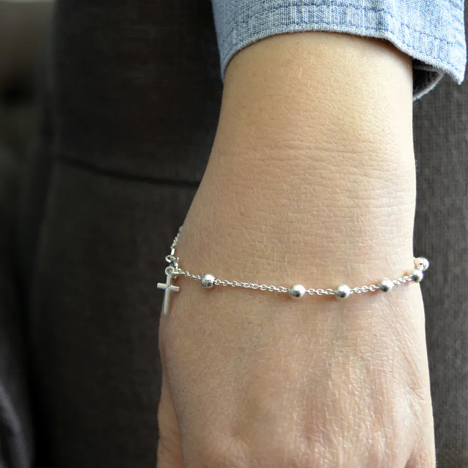 PULSERA DENARIO CRUZ CLASSIC | PLATA 1