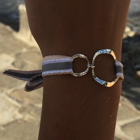 pulsera círculos con cinta | PLATA