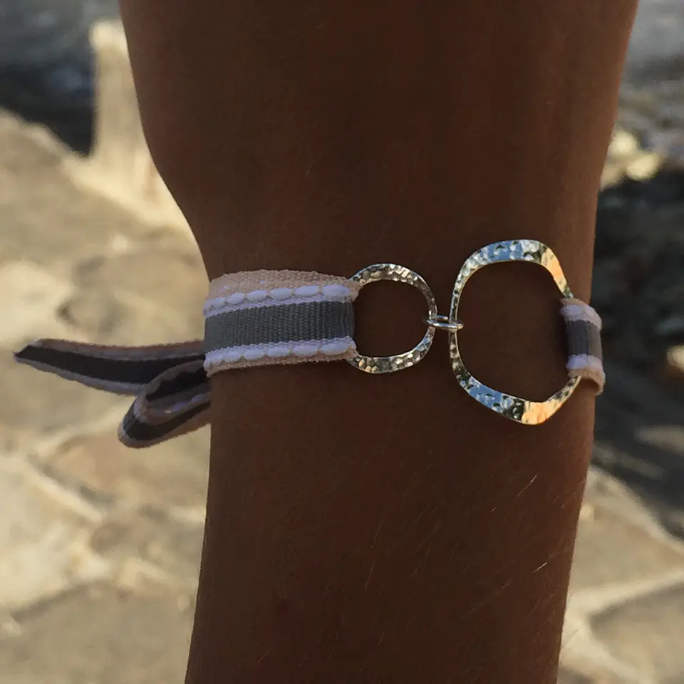 pulsera círculos con cinta | PLATA 1