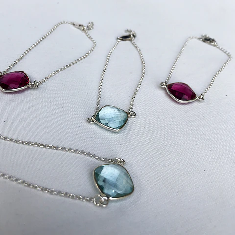 pulsera conector piedra | PLATA