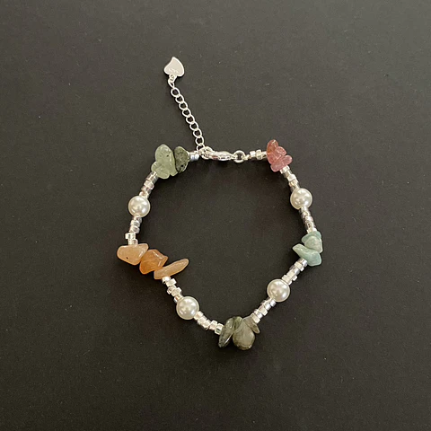pulsera piedras perlas | PLATA