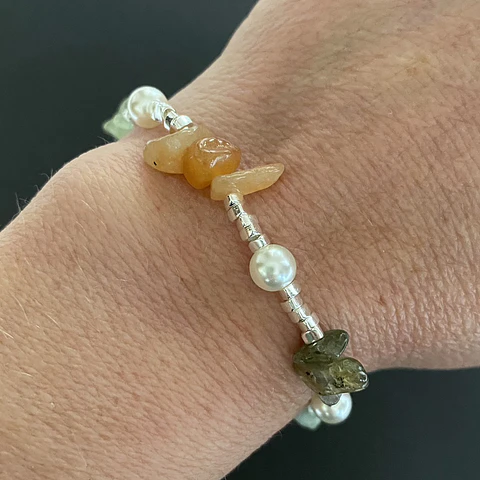 pulsera piedras perlas | PLATA