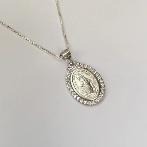colgante virgen de los rayos circones | PLATA