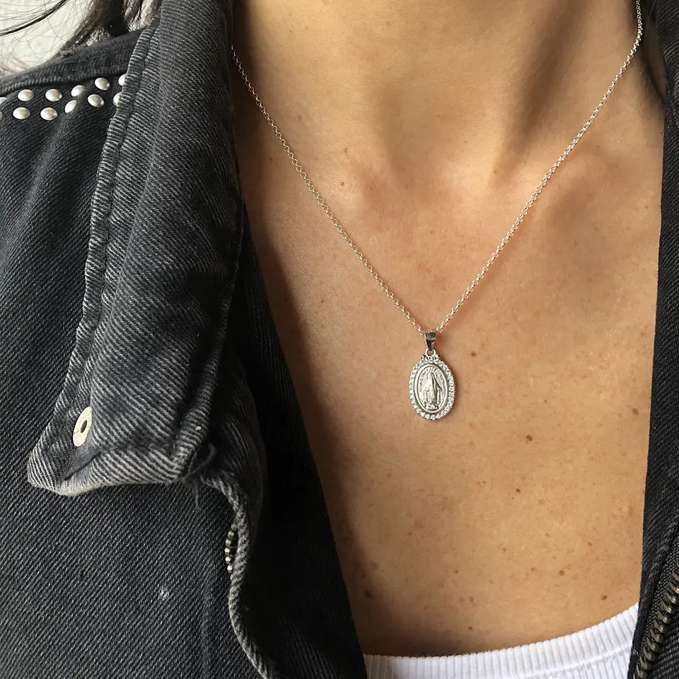 colgante virgen de los rayos circones | PLATA 2