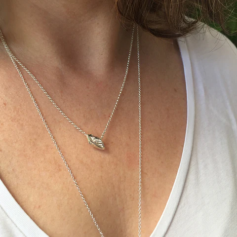 colgante pasador hoja | PLATA