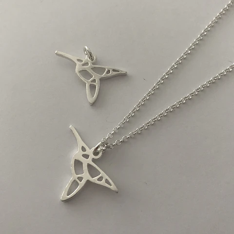 colgante colibrí origami | PLATA