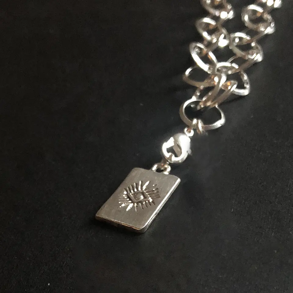 colgante ojo turco rectangular | PLATA 1