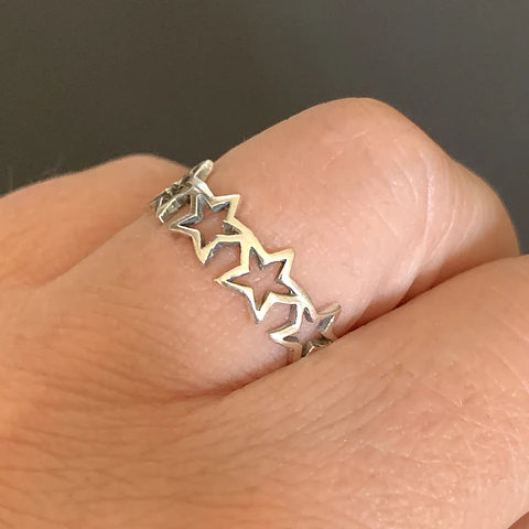 anillo estrellas caladas | PLATA