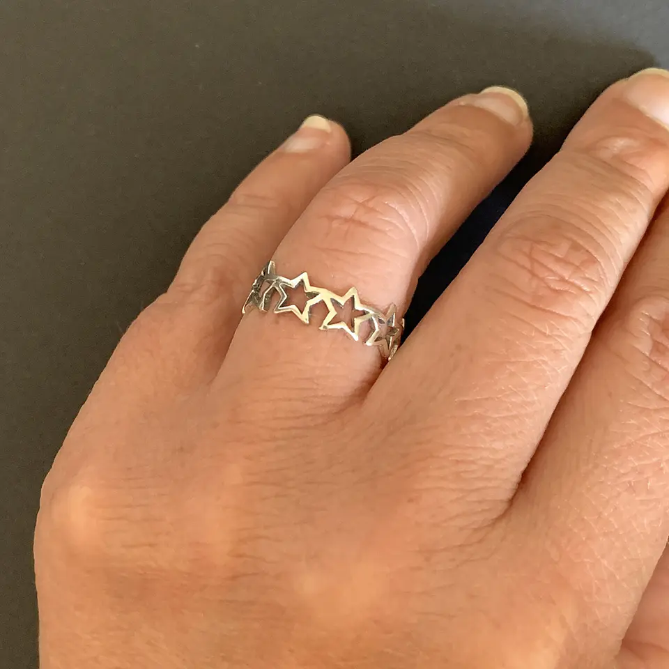 anillo estrellas caladas | PLATA 2