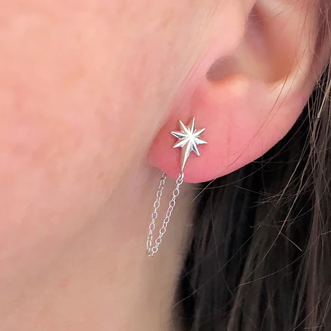 AROS ESTRELLA GUÍA CADENA | PLATA/plata enchape oro