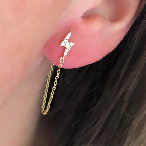 AROS RAYO BRILLOS CADENA | PLATA/plata enchape oro