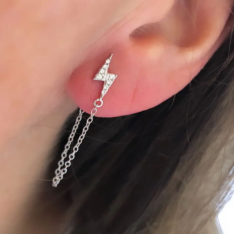 AROS RAYO BRILLOS CADENA | PLATA/plata enchape oro 2