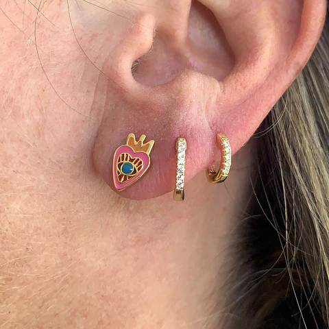 AROS OJO CORONA | PLATA ENCHAPE ORO