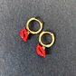 AROS ARGOLLA BOCA ROJA | PLATA ENCHAPE ORO - Miniatura 1