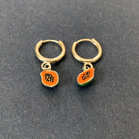 AROS ARGOLLA PAPAYA TROPICAL | PLATA BAÑO ORO