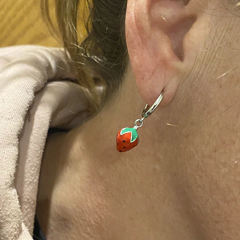 AROS ARGOLLA FRUTILLA | PLATA/PLATA BAÑO ORO