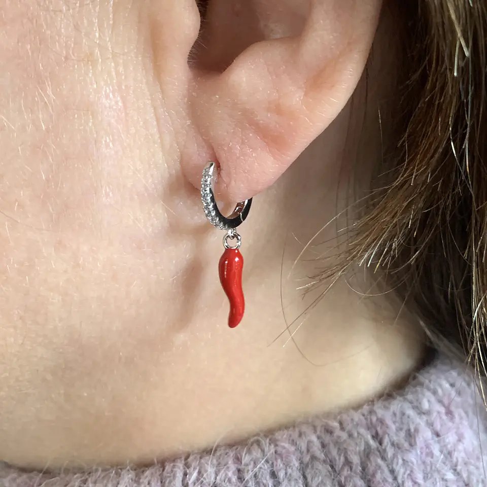 AROS ARGOLLA AJÍ ROJO | PLATA/PLATA ENCHAPE ORO 4