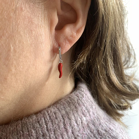 AROS ARGOLLA AJÍ ROJO | PLATA/PLATA ENCHAPE ORO