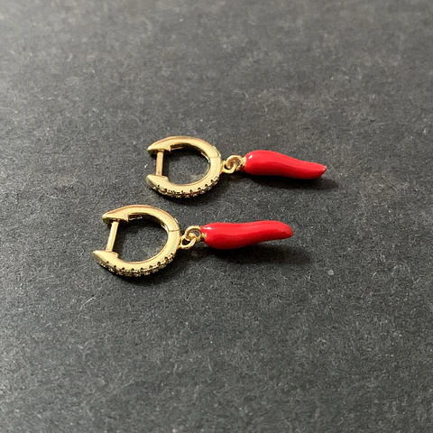 AROS ARGOLLA AJÍ ROJO | PLATA/PLATA ENCHAPE ORO