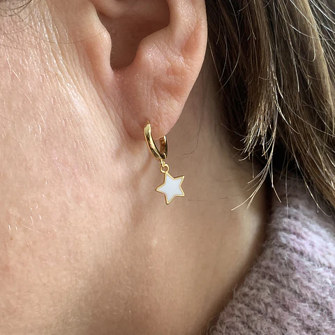 AROS ARGOLLA ESTRELLA | PLATA BAÑO ORO