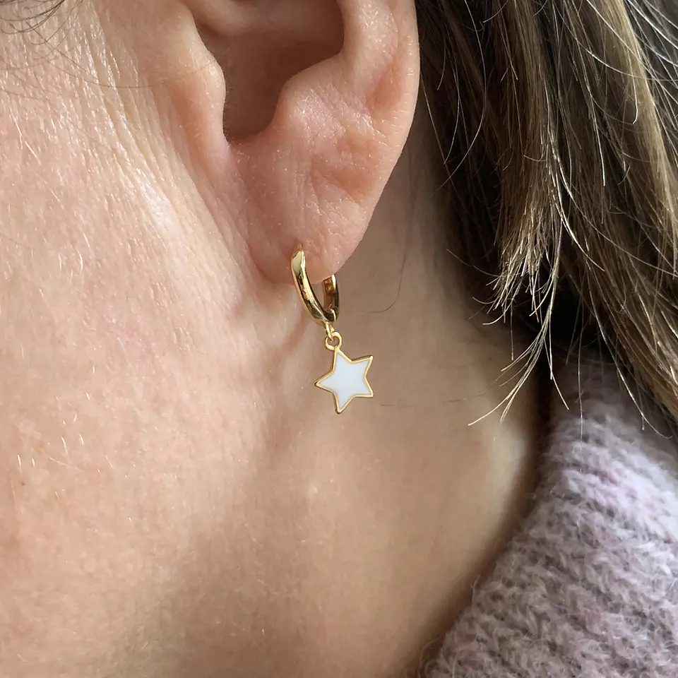 AROS ARGOLLA ESTRELLA | PLATA BAÑO ORO 1