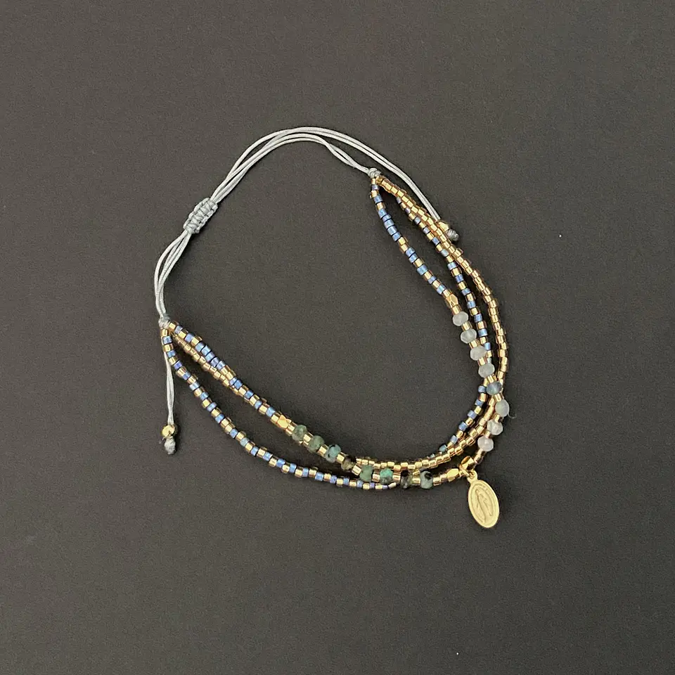 PULSERAS MIYUKI TRIPLE VIRGEN DE LOS RAYOS | ENCHAPE ORO 4