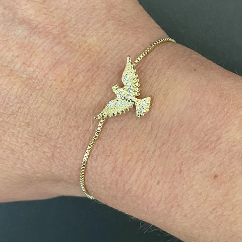 Pulsera Paloma Espíritu Santo Brillos | ENCHAPE ORO
