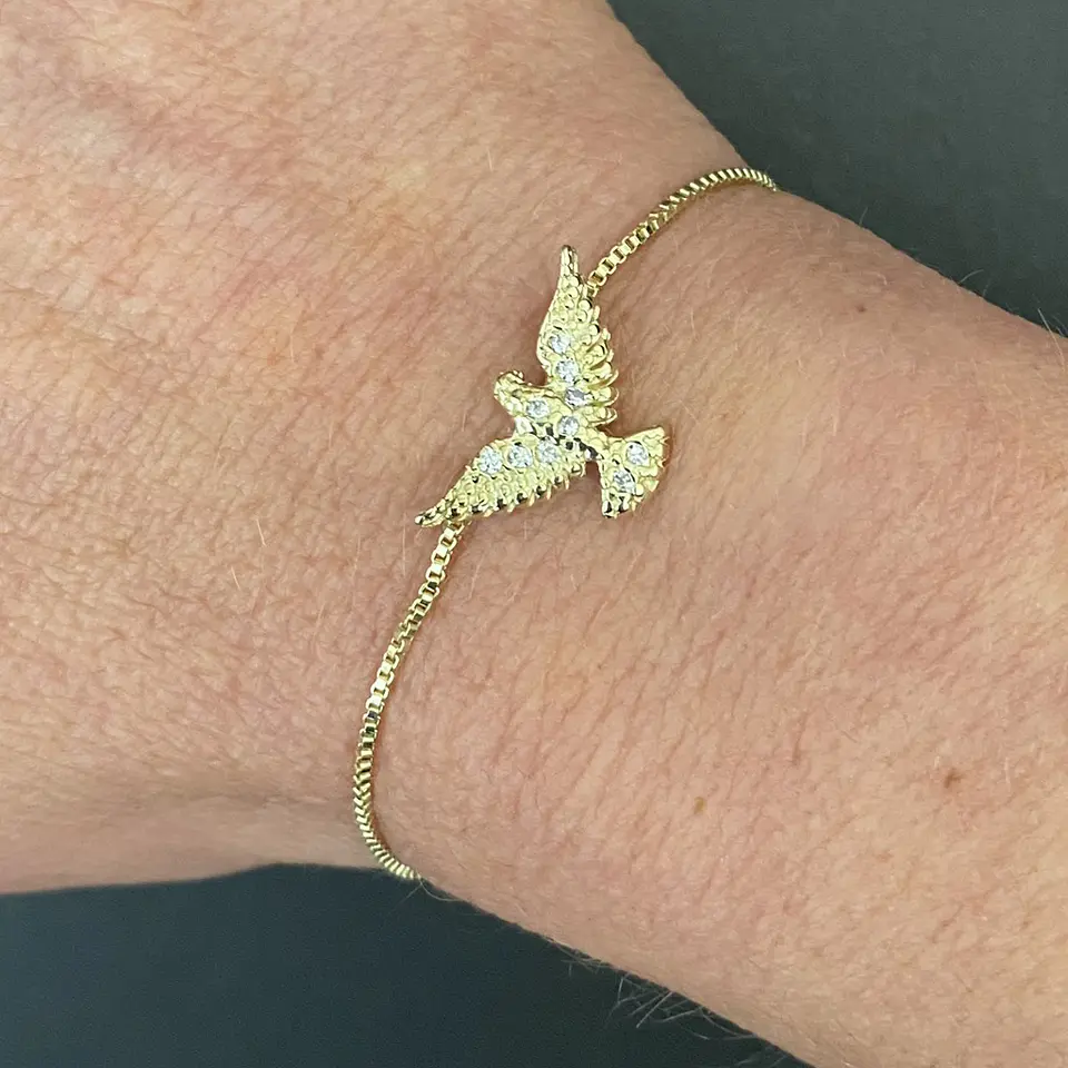 Pulsera Paloma Espíritu Santo Brillos | ENCHAPE ORO 1