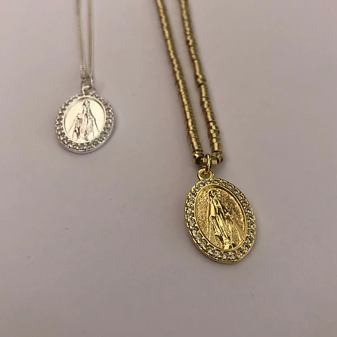 Colgante virgen de los rayos brillos | BAÑO ORO Y BAÑO PLATA