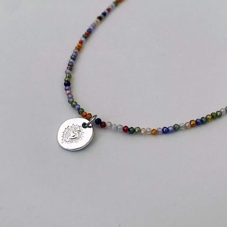 COLLARES CRISTALES PIEDRAS NATURALES CORAZÓN DETENTE | BAÑO PLATA 5
