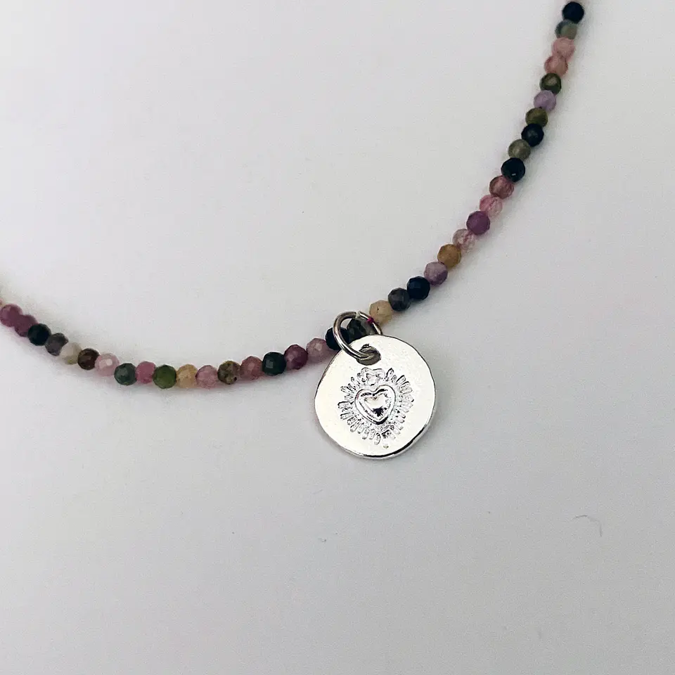 COLLARES CRISTALES PIEDRAS NATURALES CORAZÓN DETENTE | BAÑO PLATA 6