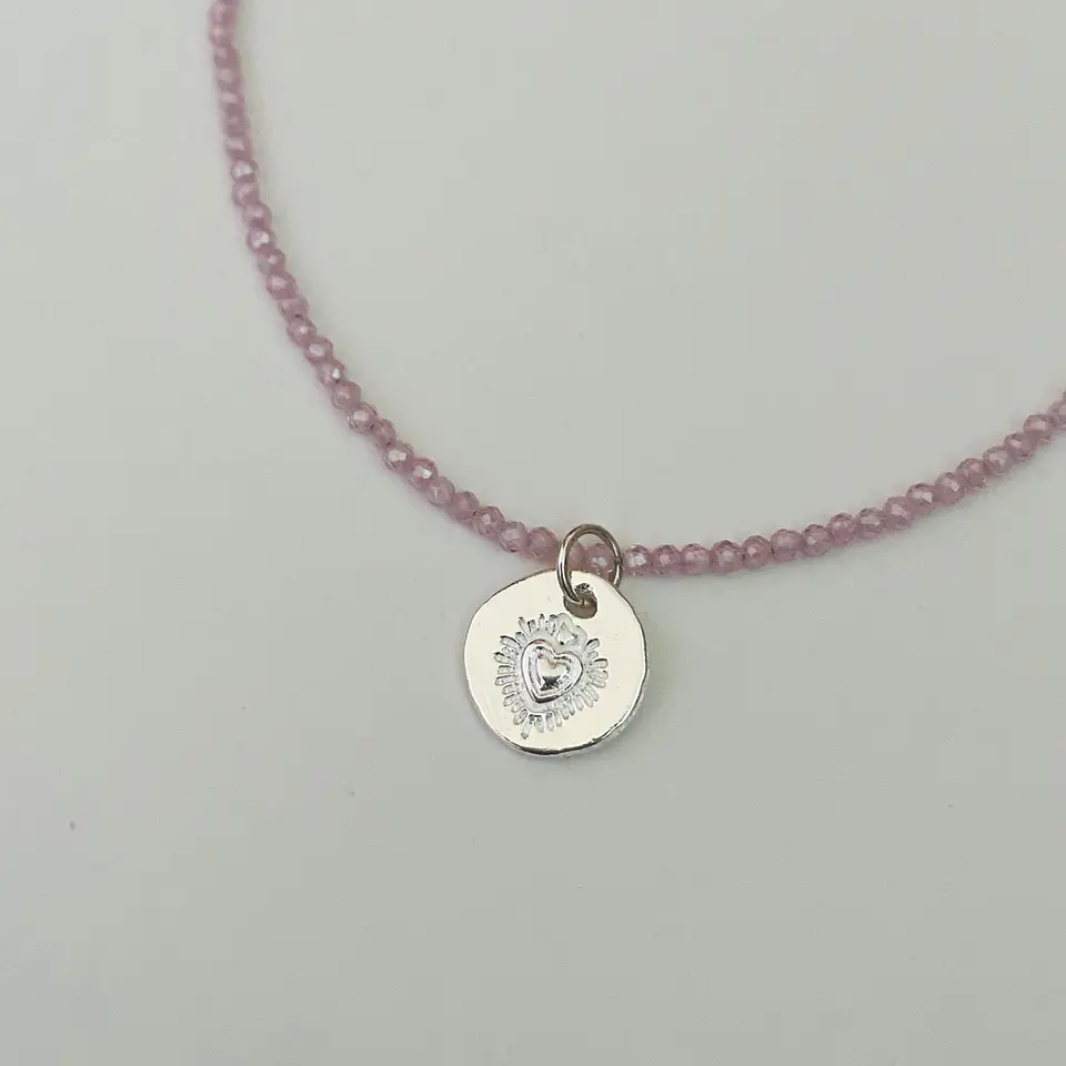 COLLARES CRISTALES PIEDRAS NATURALES CORAZÓN DETENTE | BAÑO PLATA 7