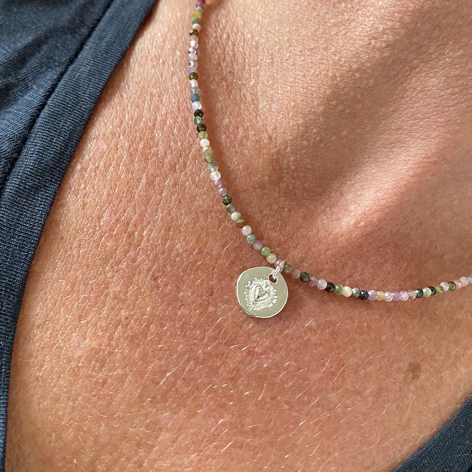 COLLARES CRISTALES PIEDRAS NATURALES CORAZÓN DETENTE | BAÑO PLATA 2
