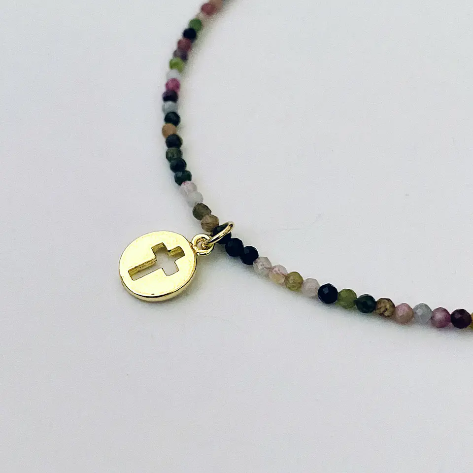 COLLARES CRISTALES PIEDRAS NATURALES CRUZ | ENCHAPE ORO 4