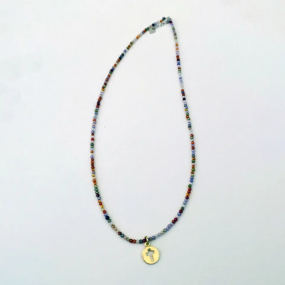 COLLARES CRISTALES PIEDRAS NATURALES CRUZ | ENCHAPE ORO 3