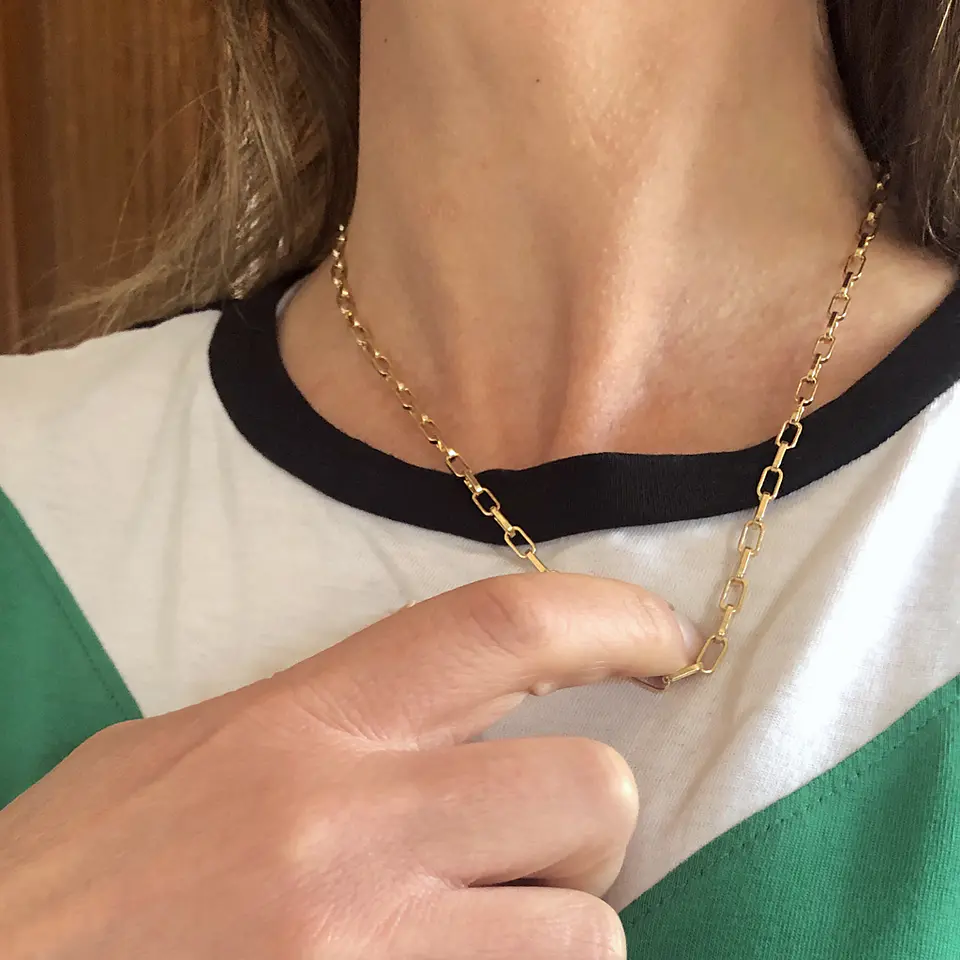 COLLARES CADENAS ESLABÓN RECTANGULAR | BAÑO ORO 1