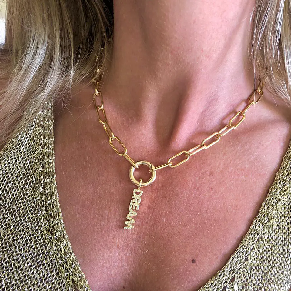 COLLAR CADENA ESLABÓN OVALADO CONECTOR | BAÑO ORO 2