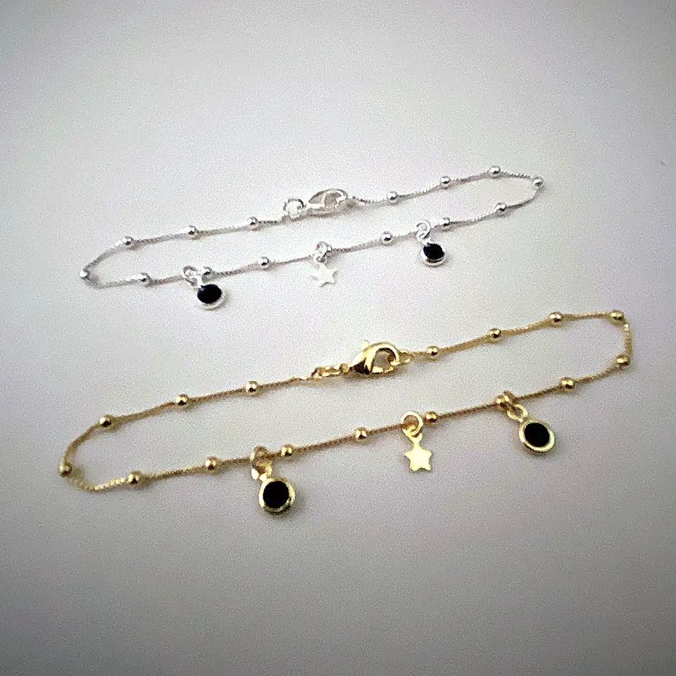 PULSERAS ESTRELLA CIRCÓN NEGRO | BAÑO ORO Y BAÑO PLATA 3