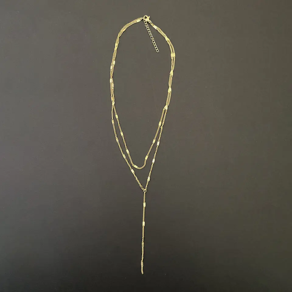 COLLAR DOBLE CASCADA | BAÑO ORO 1