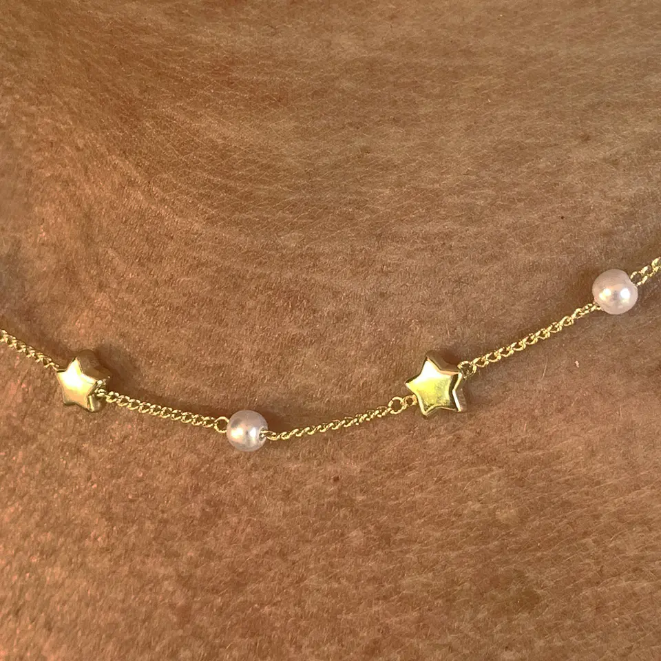COLLAR PEARL & STAR | BAÑO ORO 2