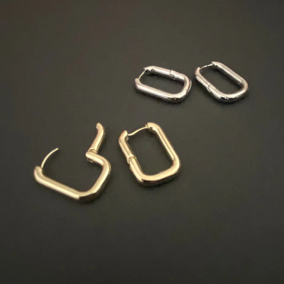 AROS ARGOLLA RECTANGULAR | BAÑO ORO Y BAÑO PLATA 2