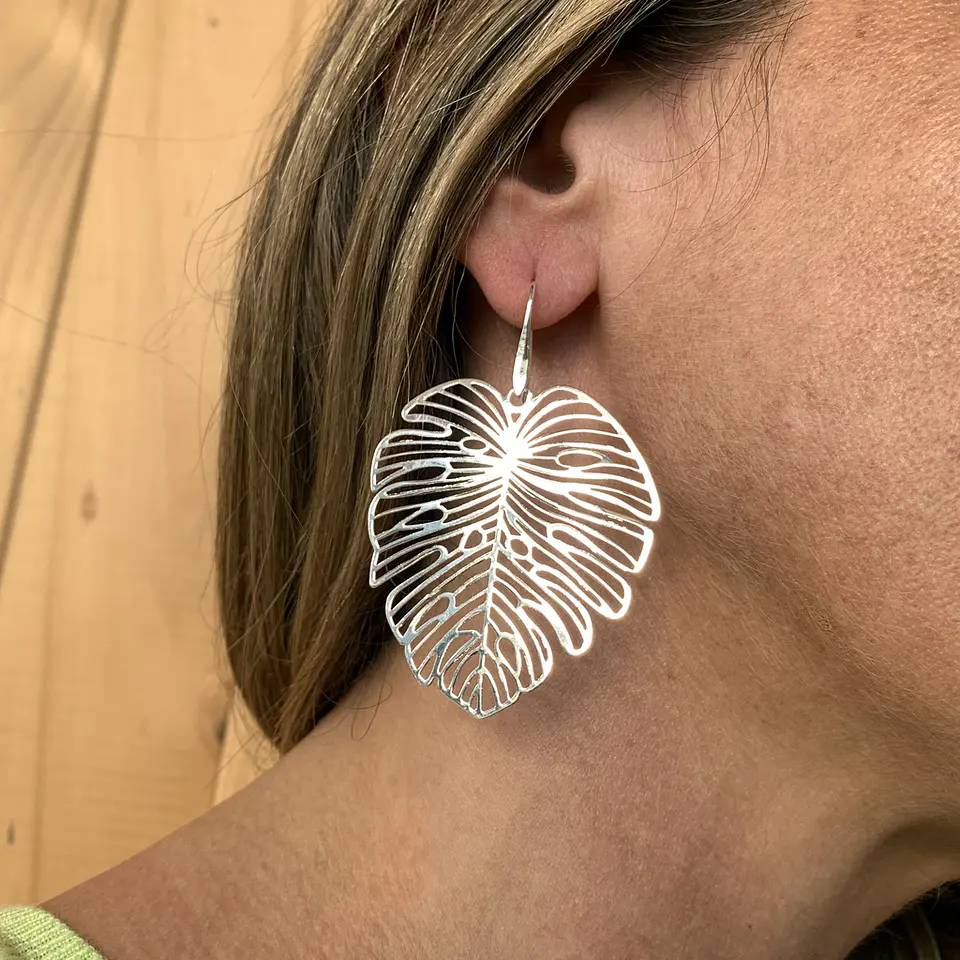 AROS HOJA MONSTERA | BAÑO PLATA 1