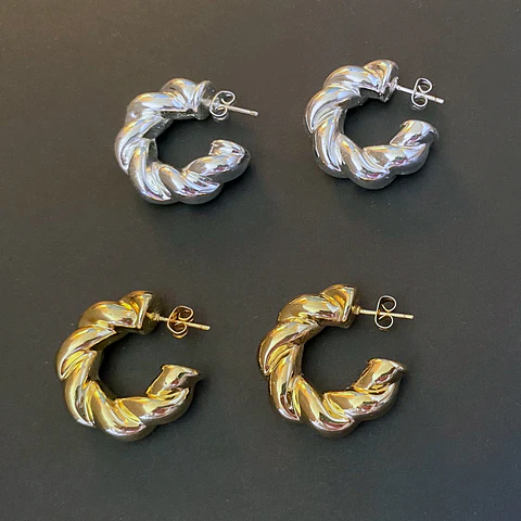 AROS ARGOLLA TUBO TWIST | BAÑO ORO Y BAÑO PLATA