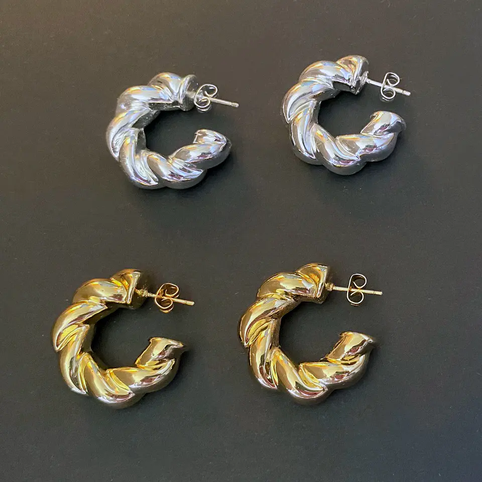 AROS ARGOLLA TUBO TWIST | BAÑO ORO Y BAÑO PLATA 2