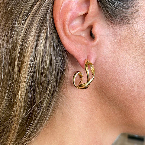 AROS ARGOLLA TRENZA | BAÑO ORO