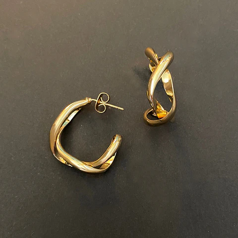 AROS ARGOLLA TRENZA | BAÑO ORO
