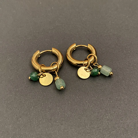 AROS ARGOLLA DIJES VERDES | BAÑO ORO