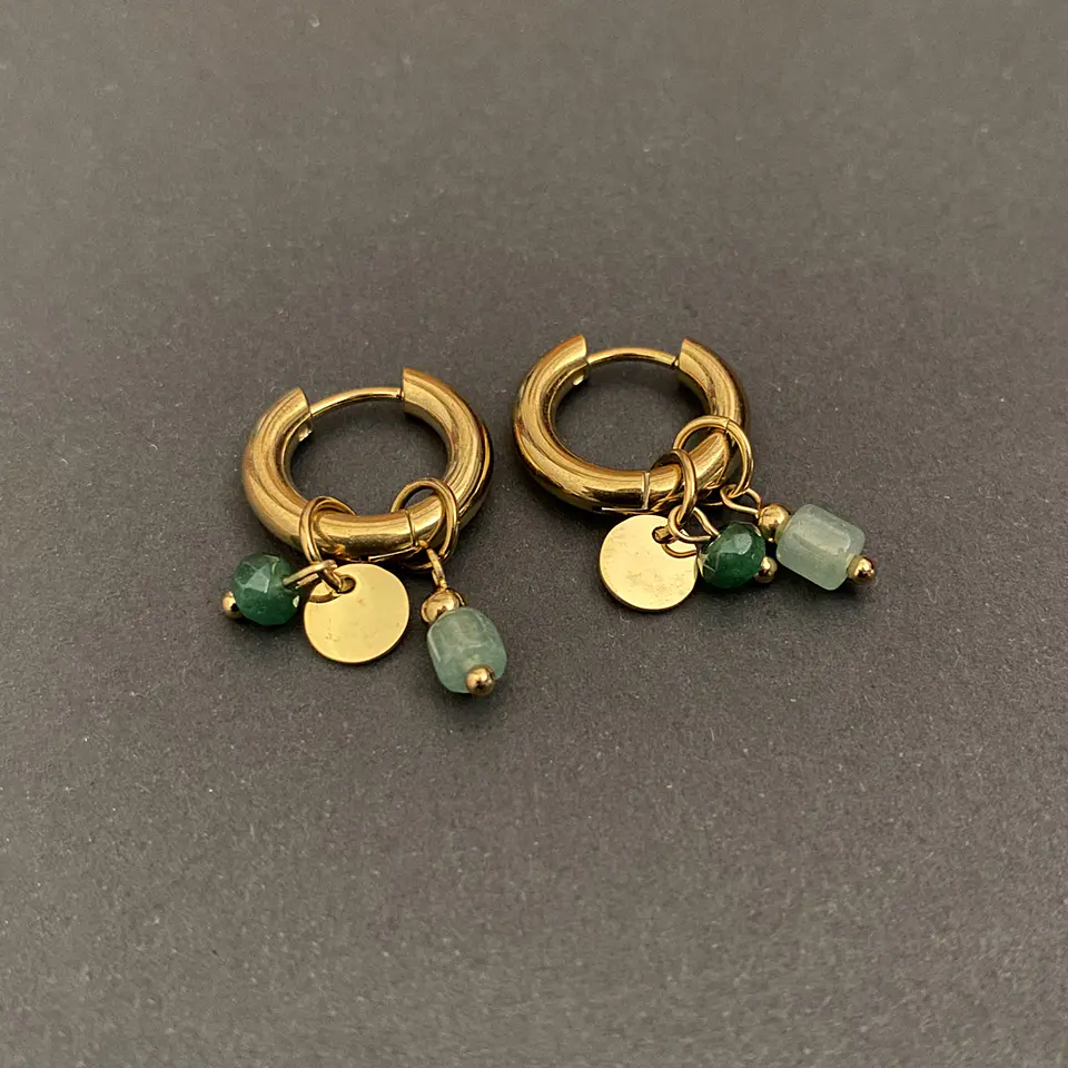 AROS ARGOLLA DIJES VERDES | BAÑO ORO 2